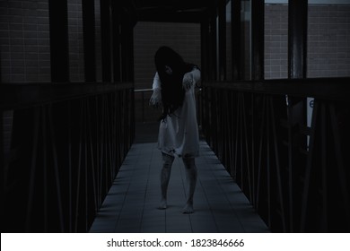 Woman Ghost Horror Walking Building House Stock Photo 1823846666 ...