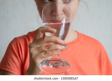 Woman Girl Holding Empty Wine Glass Water Casual