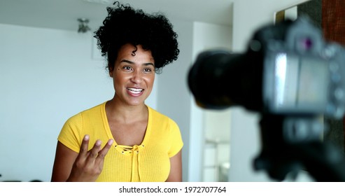 Woman Giving Testimony In Front Of Camera Doing Explainer Video