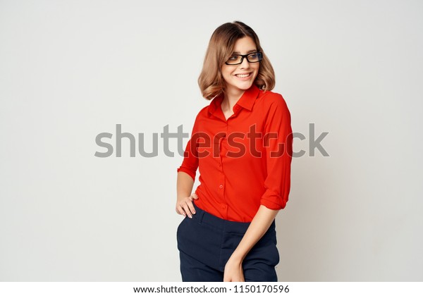 red shirt with blue pants