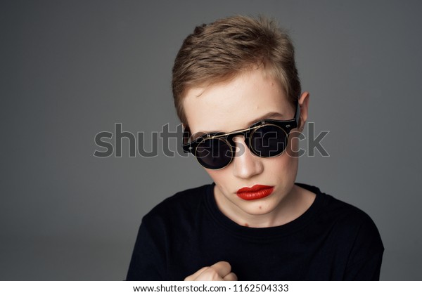 Woman Glasses Short Haircut Stock Photo Edit Now 1162504333