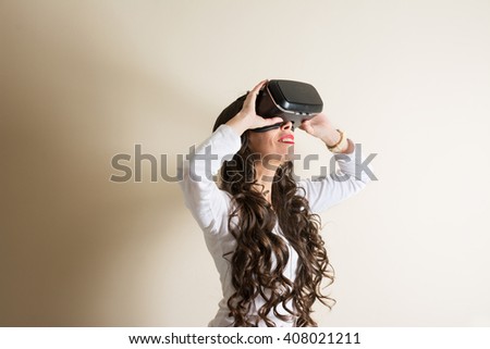 Similar – Image, Stock Photo woman with glasses of virtual reality