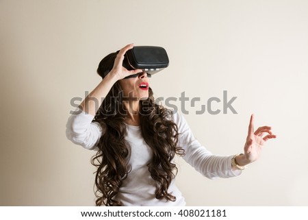 Similar – Image, Stock Photo woman with glasses of virtual reality