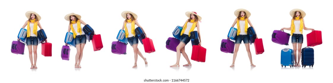 Woman going to summer vacation isolated on white - Shutterstock ID 1166744572