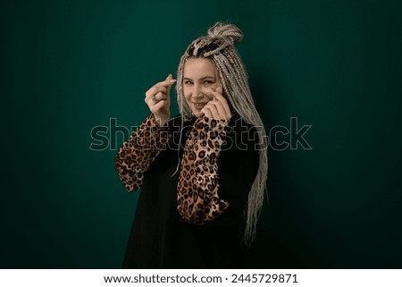 Woman With Grey Hair Wearing Leopard Print Shirt