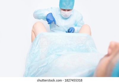 A Woman At A Gynecologist's Appointment Installs A Contraceptive Coil On The Uterus As A Method Of Contraception Against Unwanted Pregnancy. Preventive Examination By A Gynecologist, Copy Space For