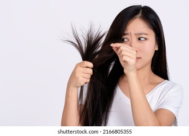 Woman With Hair Problems - Brittle, Damaged, Dry, Dirty And Loss Hair Concept