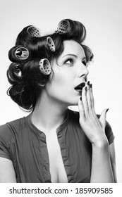 Woman Hair Rollers Black White Stock Photo 185909585 | Shutterstock