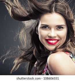 Woman Hair Style Fashion Portrait . Isolated. Close Up Female Face.