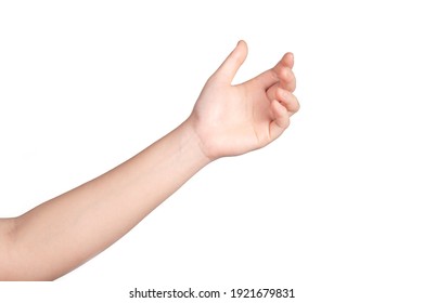 Woman hand gesturing isolated on white background. - Shutterstock ID 1921679831