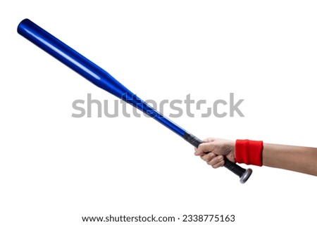 Woman hand holding Baseball bat isolated on a white background With clipping path.