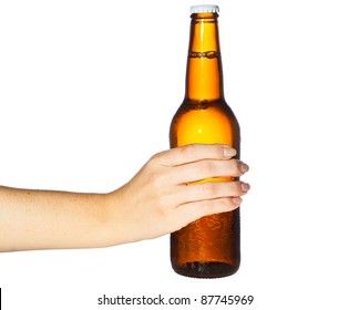 Woman Hand Holding Bottle Of Beer