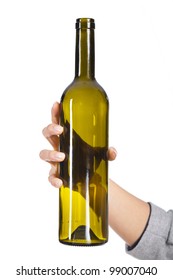 Woman Hand Holding A Bottle Of Wine