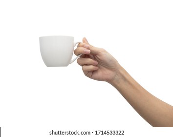 Woman Hand Holding Coffee Cup Isolate On White Background