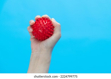 Woman Hand Holding Coronavirus Model.