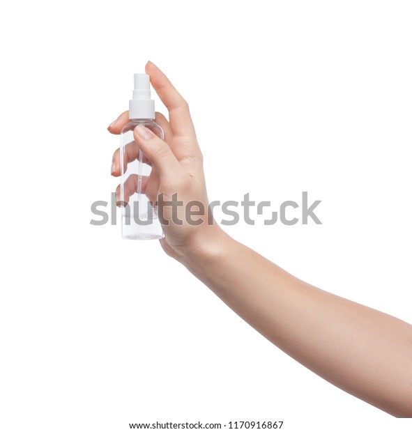 Woman Hand Holding Cosmetics Bottle Isolated Stock Photo (Edit Now ...