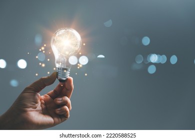 woman Hand holding Light bulb Global Internet connection. Business global internet connection application technology and digital marketing, Financial and banking, Digital link tech, big data.