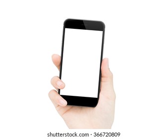 Woman Hand Holding Phone Isolated Clipping Path Inside