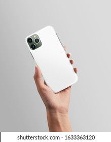 Woman hand holding Phone with plastic case mockup - Shutterstock ID 1633363120