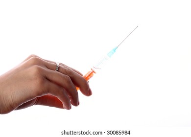 Woman hand with injection