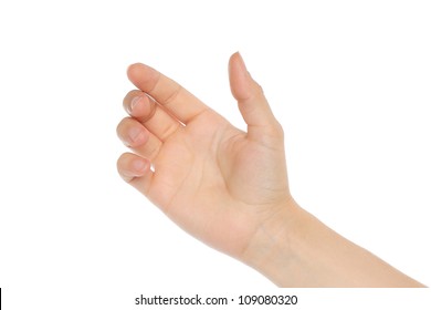 Woman hand like holding mobile phone, card, tablet pc or smth else