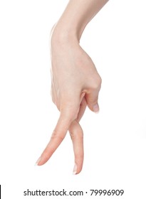 Woman hand making standing person with fingers