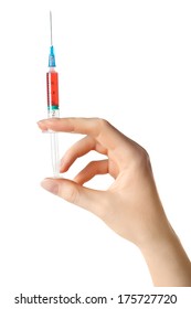 Woman Hand With Medical Syringe.