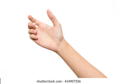 Woman hand on the isolated background , hold or catch - Shutterstock ID 414907336