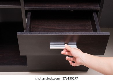 Woman Hand Open Drawer