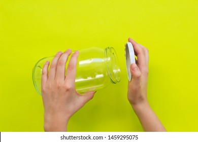 Woman Hand Opening And Closing Jar