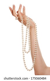 Woman Hand With Pearl Necklace