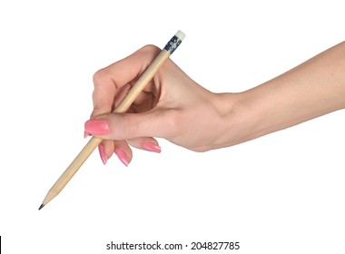 Woman Hand And Pencil Write Something