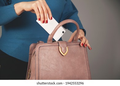 Woman Hand Phone With Bag Pocket