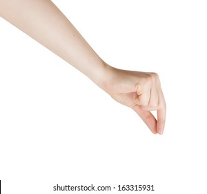 Woman Hand Pick Up Isolated On White Background