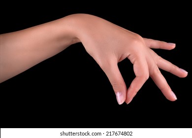 Woman Hand Pick Up Object Isolated On White