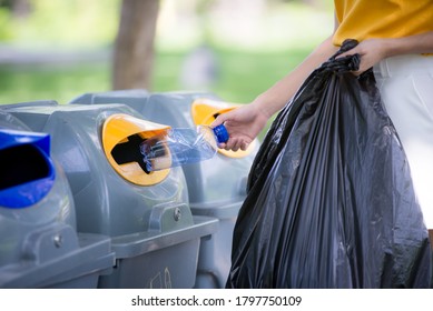 Woman Hand Picking Garbage Plastic Bottles Stock Photo 1797750109 ...