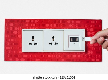 Woman Hand Plug USB Wall Socket/outlet Plate.