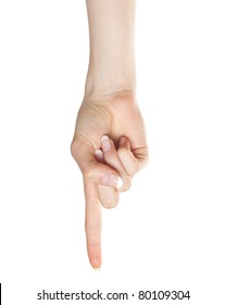 Woman Hand Pointing Down With Index Finger