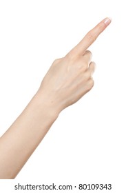 Woman Hand Pointing Up With Index Finger Or Pressing Button