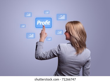 woman hand pressing Profit button