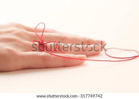 Woman, hand, red thread
