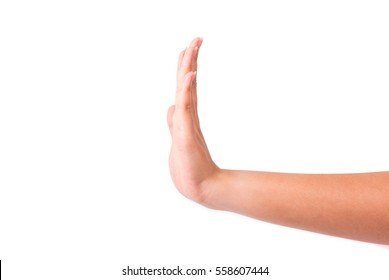 woman hand show stop sign isolated on white background. - Powered by Shutterstock