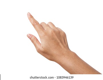 Woman hand showing the one fingers. counting hand sign isolated on white background. Save clipping path. - Shutterstock ID 1083946139