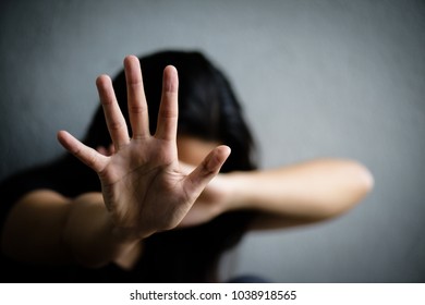 Woman hand sign for stop abusing violence, Human Rights Day concept.