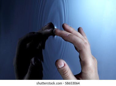 Woman Hand Touch Water Surface