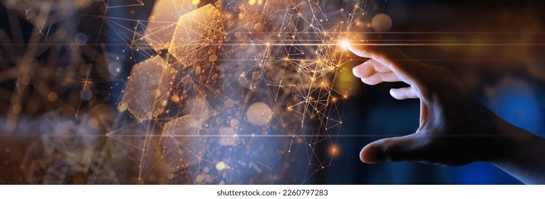 Woman hand touching The metaverse universe,Digital transformation conceptual for next generation technology era. - Shutterstock ID 2260797283