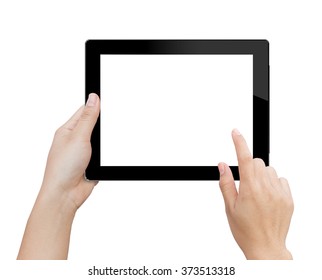 Woman Hand Using Mock Up Digital Tablet Isolated Clipping Patch In Image Data