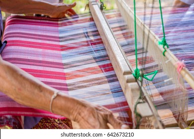 Woman hand weave loincloth lifestyle in Thailand. - Shutterstock ID 642673210