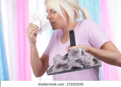 Woman With Handkerchief And House Dust Allergy