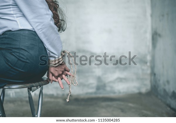 Woman Hands Bound Women Were Handcuffed Stock Photo 1135004285 ...